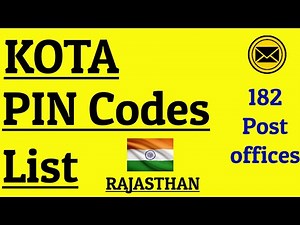 KOTA PIN Code s List || RAJASTHAN || 182 Post Offices.