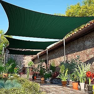 ShadeMart 10' x 18' Green Sun Shade Sail UPF50 Rectangle SMTAPS12 Canopy Fabric Cloth Screen, Water and Air Permeable & UV Resistant, Heavy Duty, Carport Patio Outdoor - We Customize Size