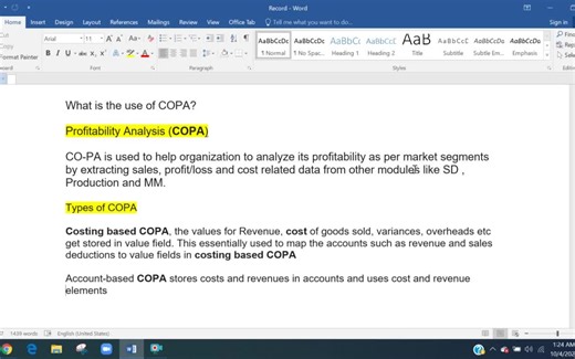 控制与盈利分析-SAP COPA Controlling & Profitability Analysis S4 HANA 1909 2022-12
