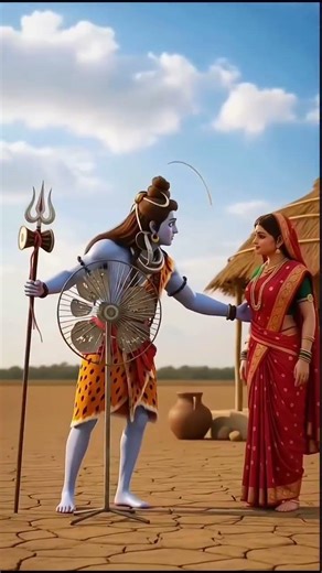 Goddess Parvati When Lord Shiva’s Fan Stops Working 😄🕉️ #ShivParvati #MahadevStories #Shorts