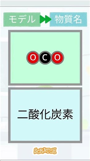 【スクラッチ】見るだけで覚える化学式 中学理科【一問一答】初級 モデル→物質名 その33 #shorts #スクラッチ #中学理科 #一問一答 #化学式