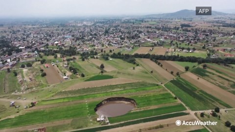 Giant sinkhole grows larger in central Mexico