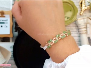 2.3K views · 27 reactions | How to make Flat knot thread bracelet with crystal design | Wedding Decoration Ideas | Facebook