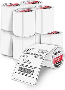 enKo Compatible Zebra 4x6 Label and Dymo Labels 1744907 - (4" x 6") Blank White Address and Shipping Labels for Dymo Labelwriter 4XL Shipping, Zebra & Desktop Direct Thermal Printers (10 Rolls, 2200)