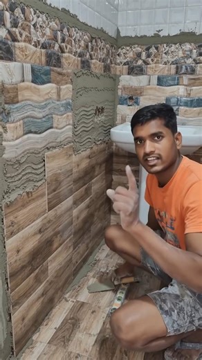 bathroom mein basin ke pass tiles lagane ka Sahi Tarika aur new model mein aasani se#shortvideo