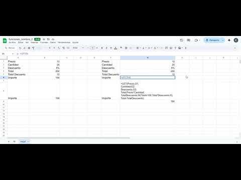 Función LET en Google Sheets.
