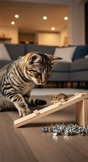 Shocking! Cat Dares the Mouse to Jump Watch This Epic Chase Unfold #cat #mouse #animal