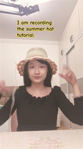 I am recording the summer hat tutorial.#crochettutorial #crocheting #crochethattutorial
