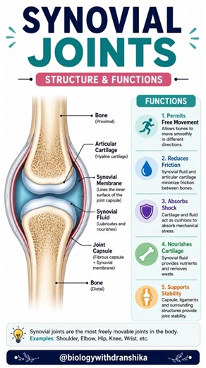 Synovial Joints: Structure & Functions Explained. #synovialfluid #humananatomy #anatomy #biology