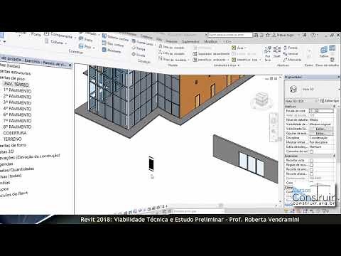 REVIT Viabilidade Aula 4.7: Criando parede cortina embutida (painel de vidro)