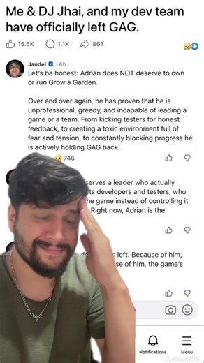 OFICIAL: Jandel fora do Grow a Garden Nada será como antes… 🌱🔥 #GrowAGarden #RobloxNews #JandelSaiu #fyp