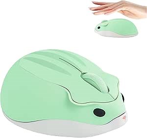 Wireless Mouse Cute Hamster Shape Silent Quiet Click Portable Mobile Fun Travel Optical 1200DPI USB Funny Cool Cordless Mice for PC Laptop Computer Notebook MacBook Kids Girl Women Men Adults Gift