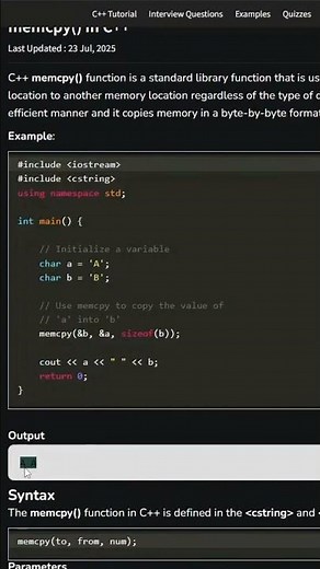 How to Copy Raw Memory in C++ (memcpy Explained) #computerscience #coding #programming