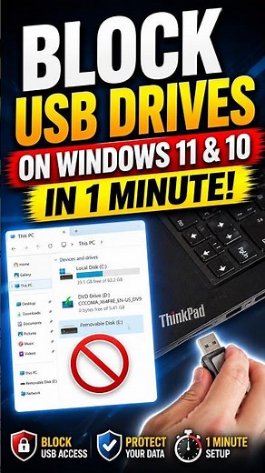 Block USB Drives on Windows 11 & 10 in 1 Minute!