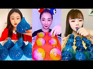 🧊💙 ASMR ICE EATING -WATER FILLED ICE -EATING BASIL SEEDS ICE - BEST ICE EATING VIDEOS