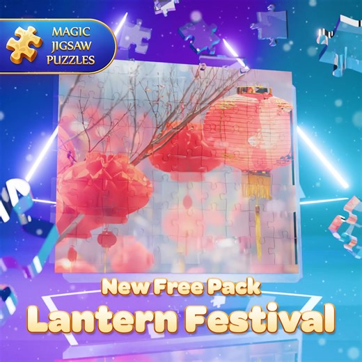 The New Year arrives in the night. That's why, before its first dawn, we illuminate it. Lanterns are a way to show how our joy, hope, and inner celebration can light up even the darkest corners of life! Collect our new, FREE, vibrant, and festive pack as we celebrate Chinese New Year. https://ximadpzl.onelink.me/BkON/6ql5umql #MJP_NewPack #puzzles #jigsawpuzzles #magicjigsawpuzzles | Magic Jigsaw Puzzles