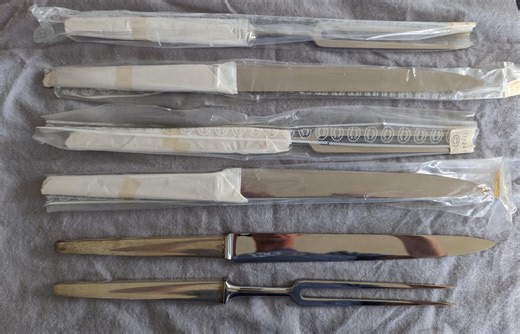 Georg Jensen Sterling Silver Roast Carving Set 2-Piece HH WS 14" "Caravel"- unused, original wrapping