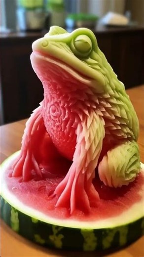 🍉 Watermelon Frog Art 🐸 | तरबूज से बना अनोखा मेंढक | Amazing Fruit Carving Art