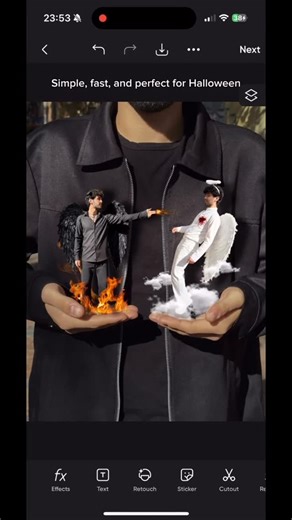 146K views · 524 reactions | Want to know how I made this angel vs devil Halloween edit in just a few minutes? Well here is a step by step tutorial on how to recreate it! #picsart #halloween #halloweenedit #editingtutorial | Picsart | Facebook