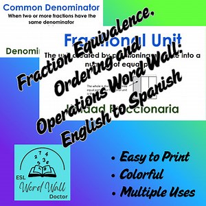 Fraction Equivalence, Ordering and Operations Word Wall