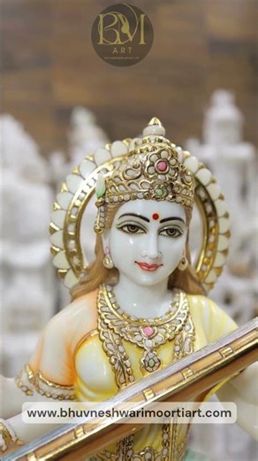 Beautifully Crafted Marble Saraswati Devi Statue by Bhuvneshwari Moorti Art #marbleart #saraswati