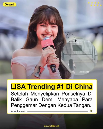 LISA sukses menjadi perbincangan #1 di China setelah menyelipkan ponselnya di bagian belakang pinggang gaunnya saat menyapa para penggemar di event Shiseido kemarin. Banyak netizen China memuji sikapnya yang santai,apa adanya, dan tetap mengutamakan etika dengan membebaskan kedua tanganya untuk memberi salam kepada penggemar . Tak sedikit yang menyebut profesionalsme dan kesederhanaan seperti ini jarang yang di miliki oleh banyak selebriti. 🥹🫶🫶 #LISA#Lalalisa#Lloud#Blackpink