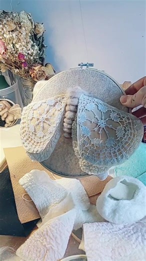 a silk moth is just a moth made of silk and lace right? #cottagecore #needlefelting #nunofelting #wetfelting #fiberart