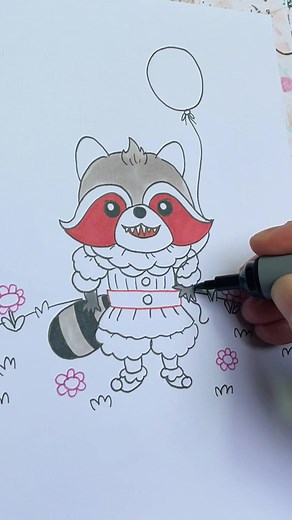 Cute Raccoon Transformed into Scary Pennywise | Timelapse Art