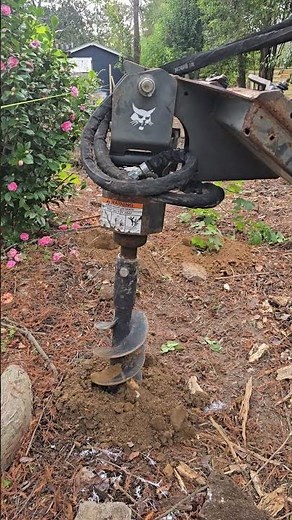 Bobcat MT85 Auger Bit drilling through tough cypress tree 🌳 roots with ease #bobcatequipment.
