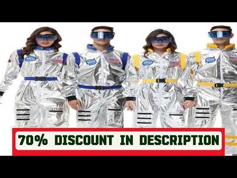 A must-have product! Adult Silver Astronaut Costume Men Women Spaceman Suit Space Jumpsuit Hallowe