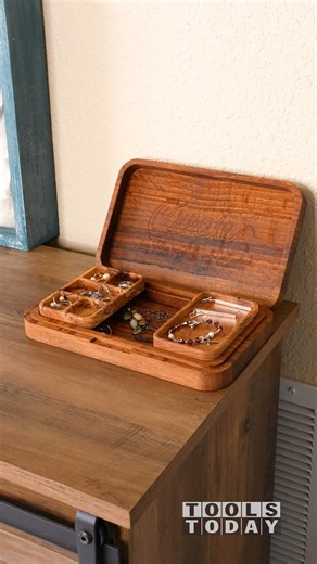 What do you think of how this project turned out? Making a large jewelry box perfect for Mother's Day on the Stepcraft M.1000 CNC machine using the Amana Tool 45771-K 30 degree Spektra™ coated engraving and 46202-K 1/4" downcut bit all available from @toolstoday. The plans for this project are also available on our website item no. JEWL_LG if you'd like to make it yourself or as a gift! Check out the tools used on our site: Plans - https://toolstoday.com/large-wooden-jewelry-box-cnc-plans-downlo