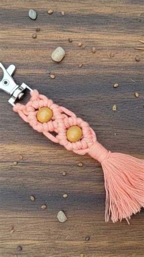 macrame handmade key chain# wooden work