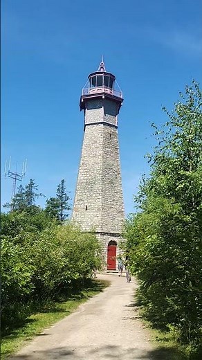 oldest Lighthouse on the great lakes built 1908 of limestone Gibraltar Point lake Ontario.