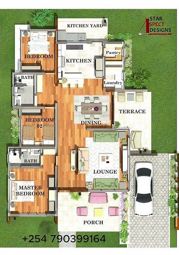 3 Bedroom House Floor Plan (130 sqm) #floorplan #housedesign #architecture