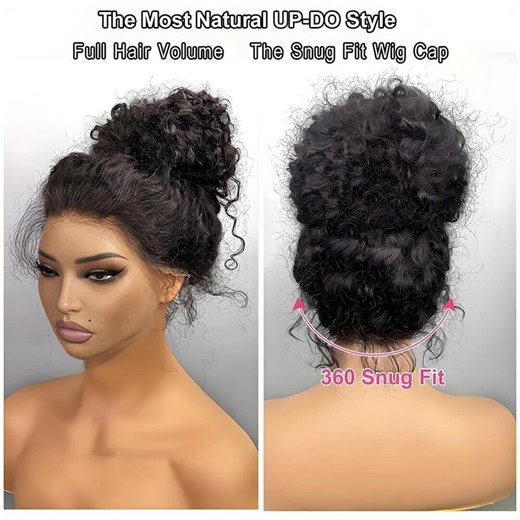 360 HD Lace Frontal Curly Wig: Human Hair Drawstring, Glueless - Etsy