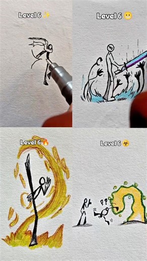 How to draw stickman in different levels ✨