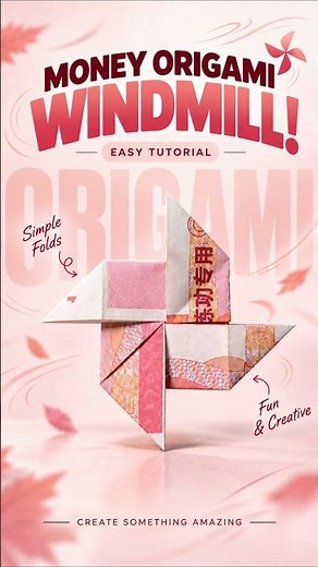 Money Origami Tutorial: How to Make a Lucky Windmill! 💸✨ #MoneyOrigami #OrigamiTutorial #DIYCrafts