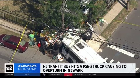 NJ Transit bus hits PSEG truck in Newark