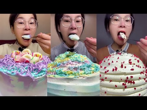 Cream Cake mukbang asmr eating sound☁️| Kwai Eating#ASMR