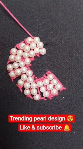 Trending Moti Stone Embroidery Design 💎🌸 | Hand Embroidery Short #handbroidery #shortvideo