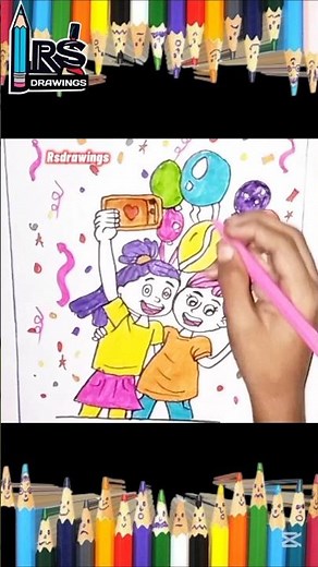 Selfie Time Happy children day drawing#drawing #easydrawing #howtodraw #shortsfeeds #shorts #art