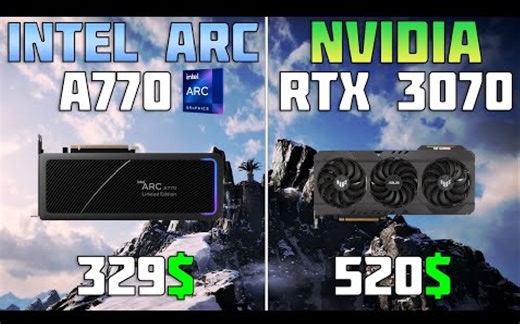 Intel ARC A770 vs Nvidia RTX 3070 | 常规以及带有光追测试