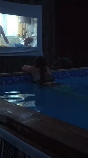 Watching JAWS in the pool for the 4th of July!