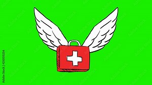 medicine - 2d animated wings - green screen Stock Video