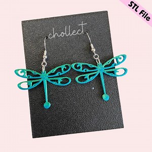 Dragonfly Dangle Earrings STL File: 3D Print Model (digital Download) - Etsy