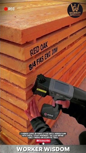 Wood Engraving Work | Worker Creating Text on Wood Using Tool #workwonders #woodworking