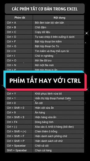 Phím tắt hay sử dụng với Ctrl trên Excel (Ctrl V: dán dữ liệu vừa copy) #tinhocvanphong #excel #exceltips #tiktok #trending 😍😍😍@Sổ tay Excel