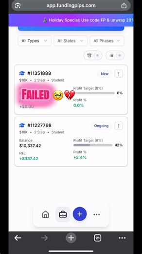 Failed 10k$ account 🥹💔#forex #forextrading #fundingpips