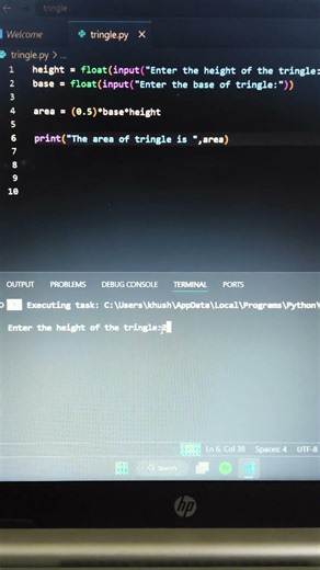 Find the area of triangle