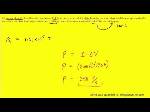 The heating element of a coffee maker operates at 120v